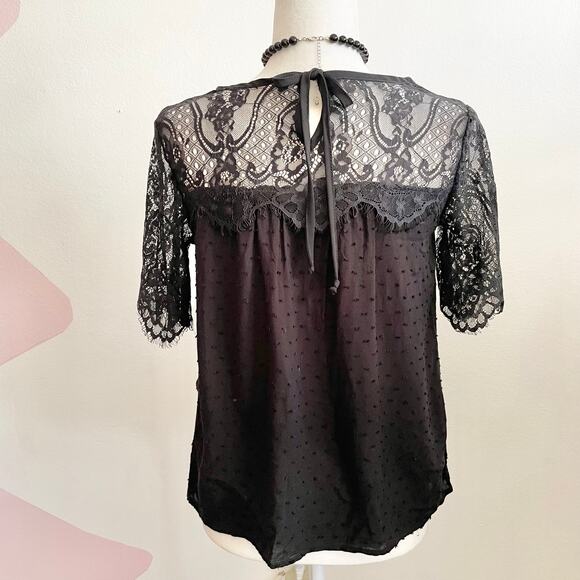 Black Lace Trim Top, Goth Whimsigoth Indie Sleaze Victorian Medium - Picture 3 of 6